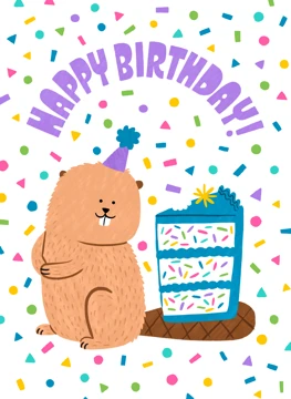 Happy Birthday Confetti Beaver