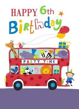 6th Birthday Party Animal Bus