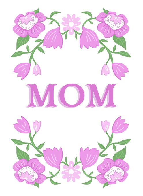 MOM Typography with Pink Florals