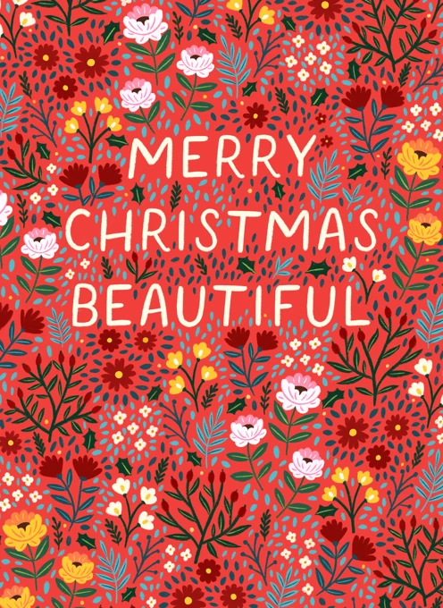 Floral Merry Christmas Beautiful