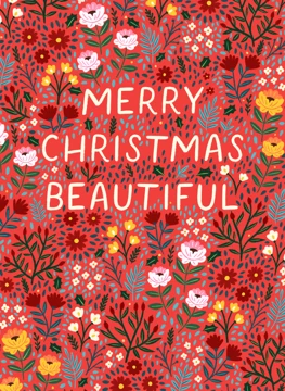 Floral Merry Christmas Beautiful