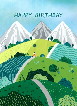 Happy Birthday - Rolling Hills and Mountains