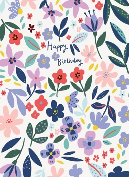 Bold vibrant flowers - Happy birthday for her