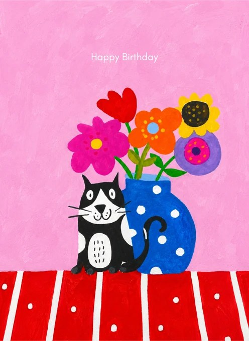 Happy Birthday Cat Flowers