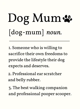 Dog Mum Dictionary Card