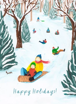 Happy Holidays Sledding