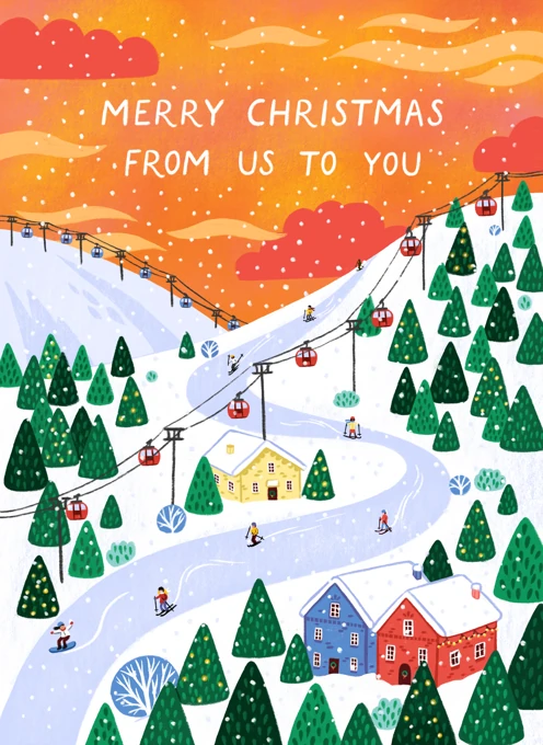 Merry Christmas From Us to You Skiing Alpine