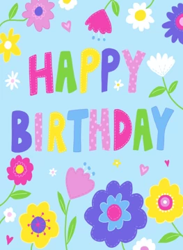 Happy Birthday Modern Flowers