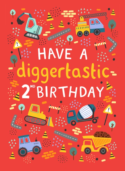 Have a Diggertastic 2nd Birthday - Construction Vehicles