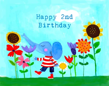 Happy 2nd Birthday Blue Elephant